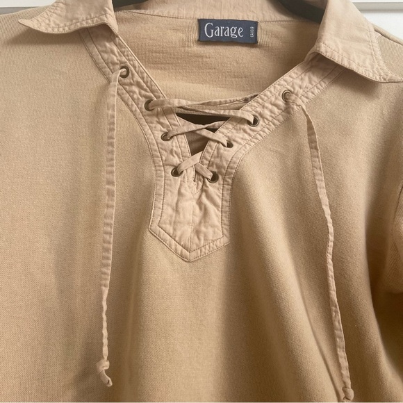 Garage 90s Y2K Beige Lace-Up Top - Picture 6 of 14